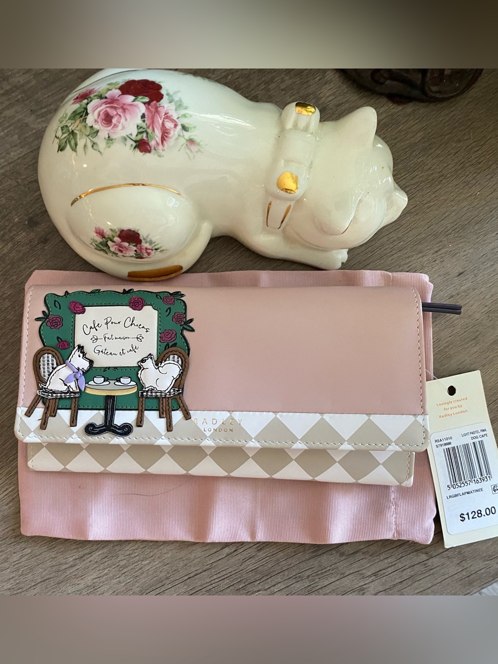 Radley London Cafe Pour Chiens Dog Cafe Large Wallet in Light Pastel Pink NWT